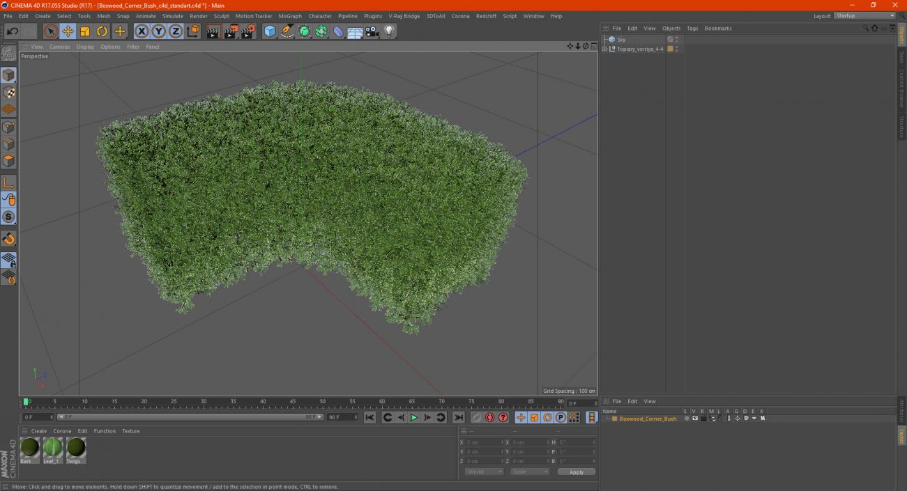 Boxwood Corner Bush 3D model