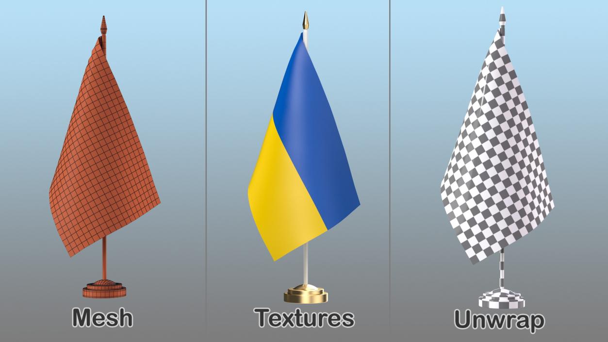 3D Table Flag Ukraine model