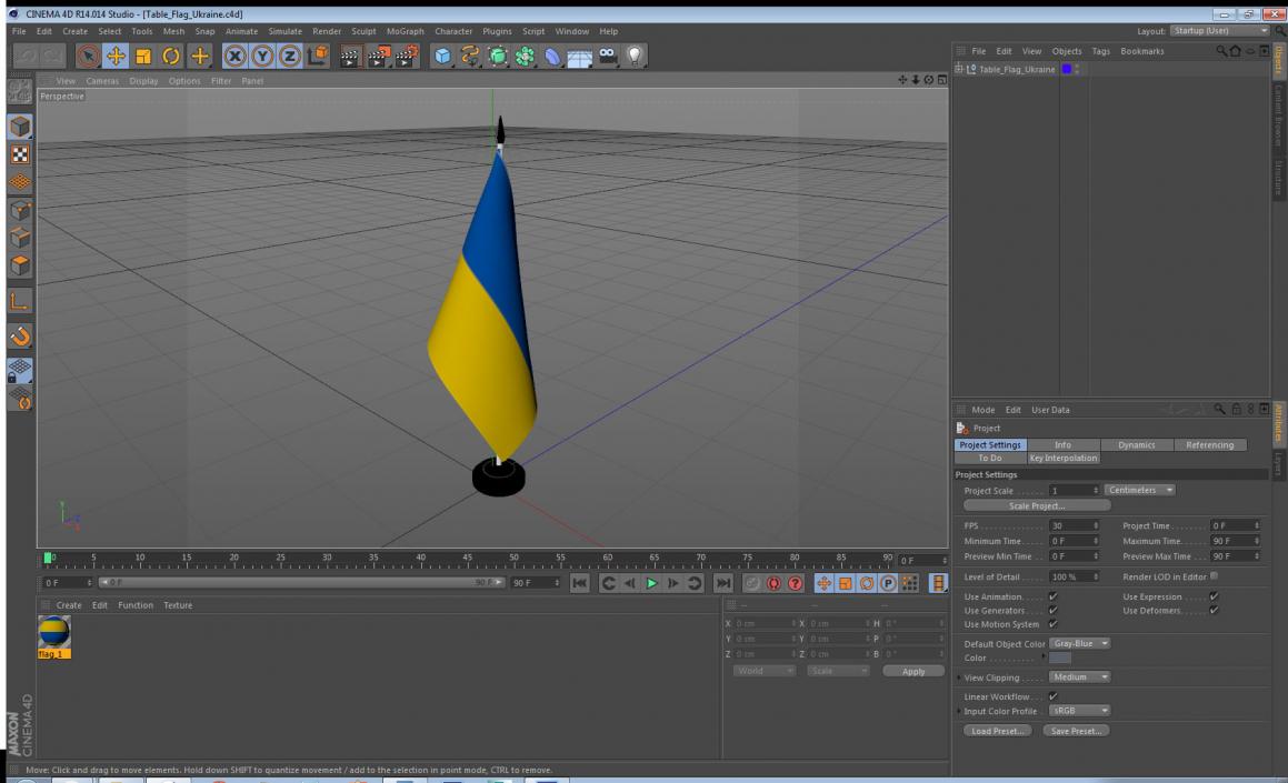 3D Table Flag Ukraine model