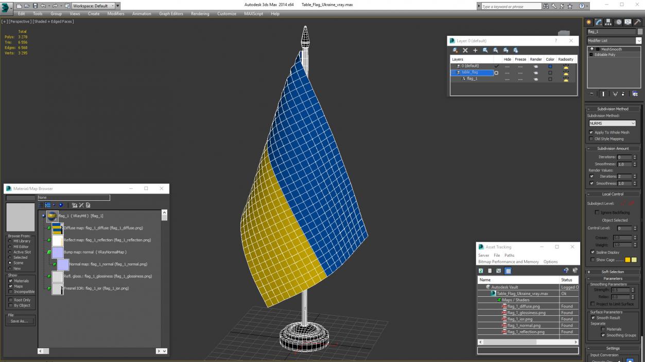 3D Table Flag Ukraine model