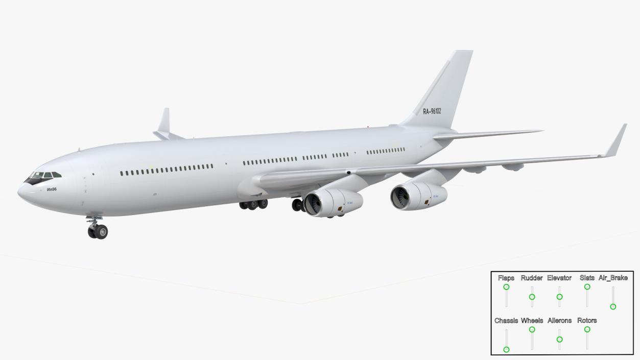 3D model Ilyushin IL-96-400 Rigged