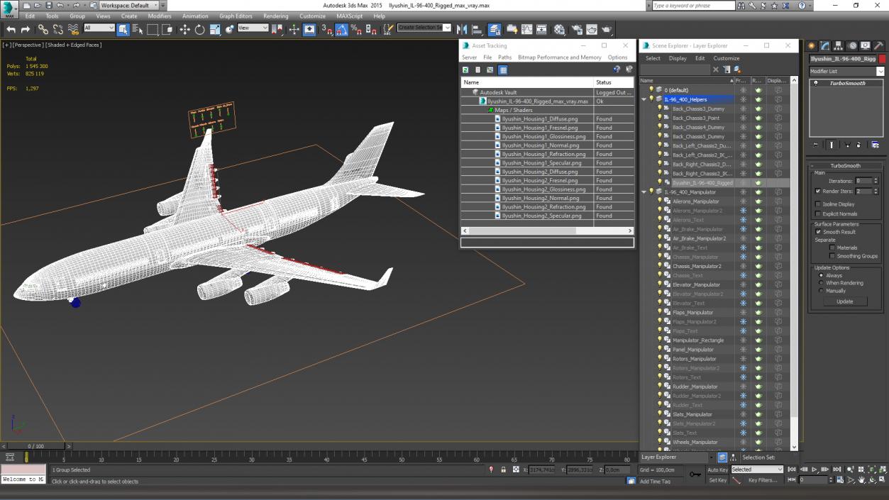 3D model Ilyushin IL-96-400 Rigged