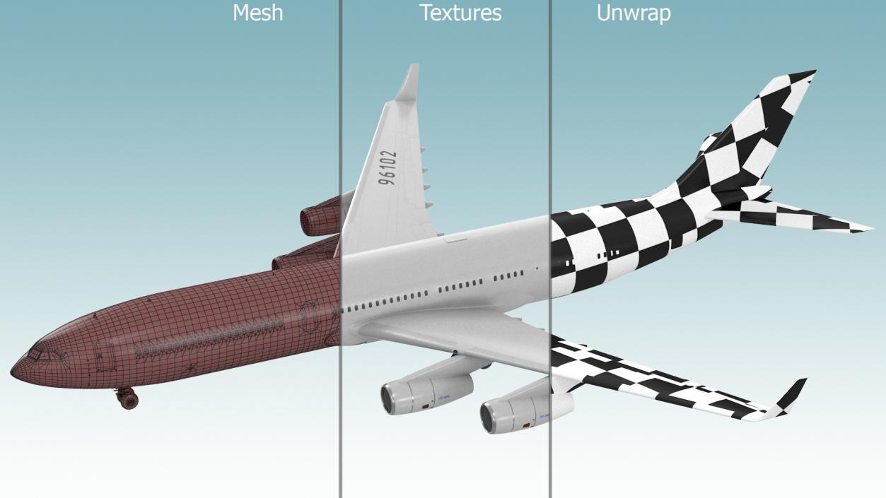 3D model Ilyushin IL-96-400 Rigged