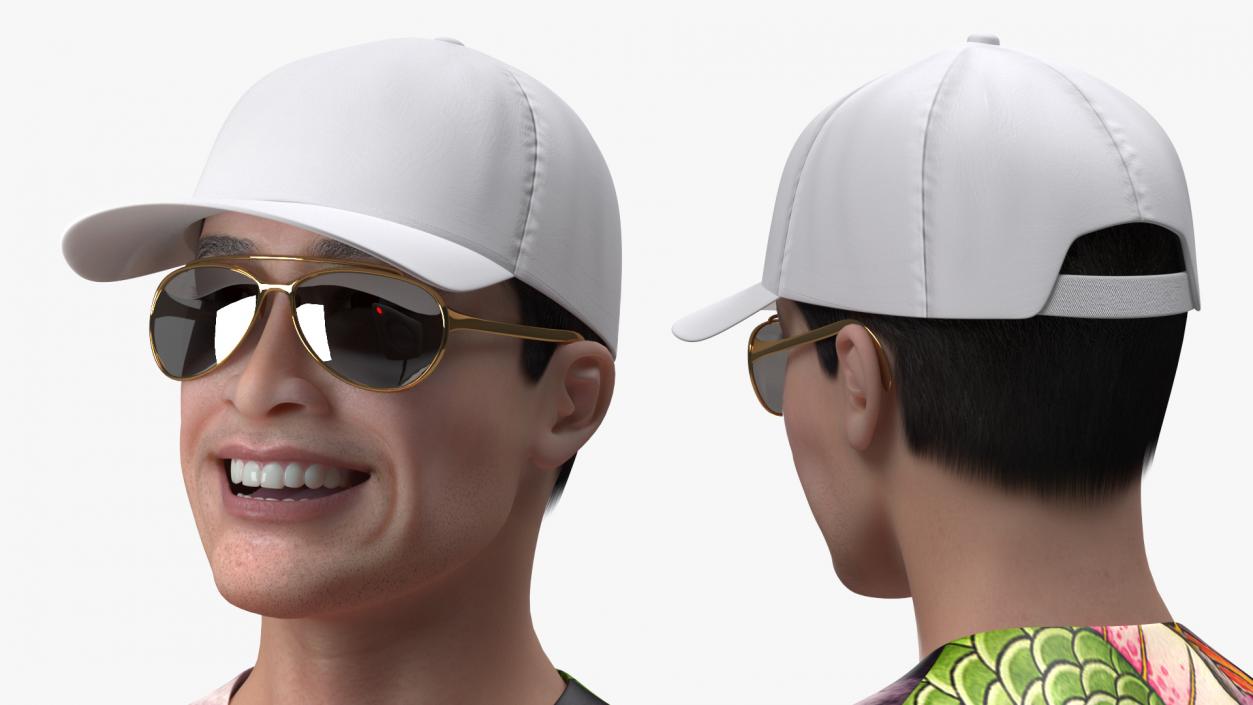 Asian Man Summer Outfits Smiling Pose 3D