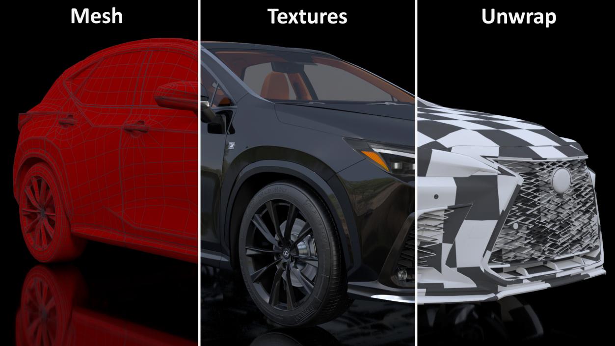 3D 2024 Lexus NX Black Rigged