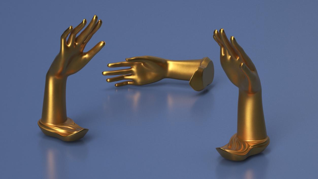 3D Jewelry Stand Right Hand Golden