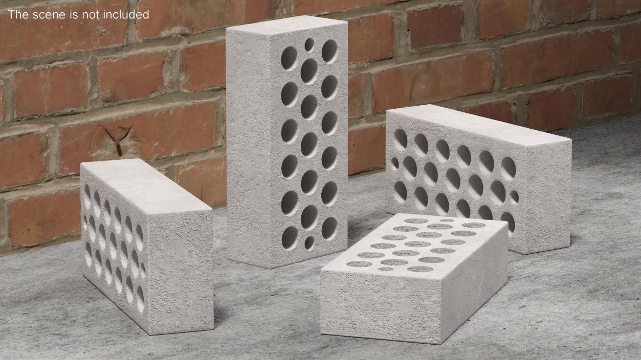 Perforated Sand Lime Brick White 3D