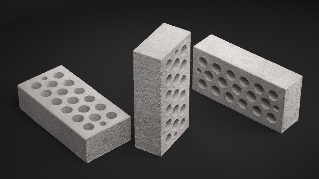 Perforated Sand Lime Brick White 3D