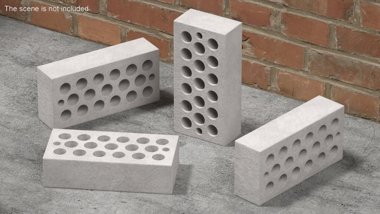 Perforated Sand Lime Brick White 3D