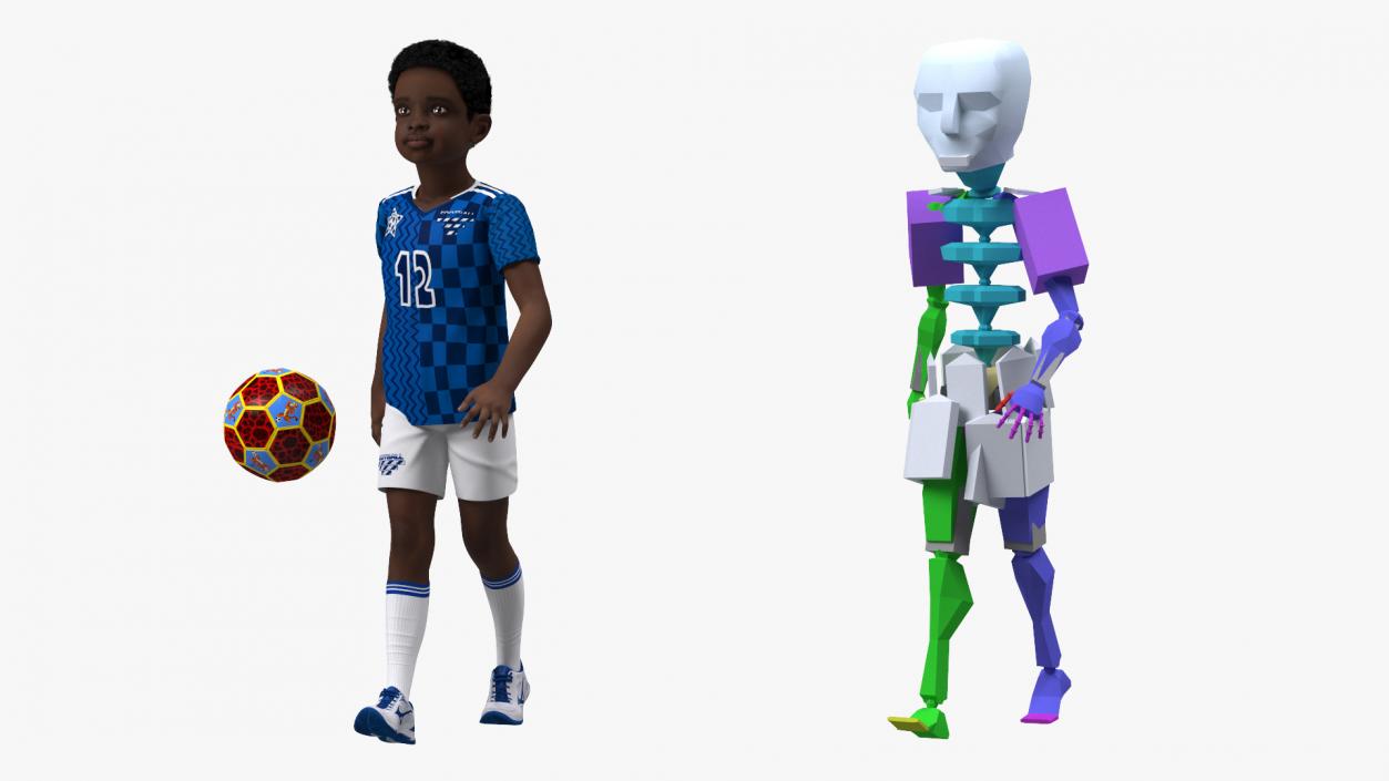 Black Child Boy With Ball Rigged 3D