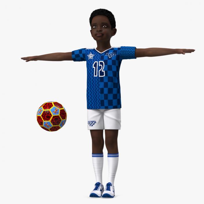 Black Child Boy With Ball Rigged 3D