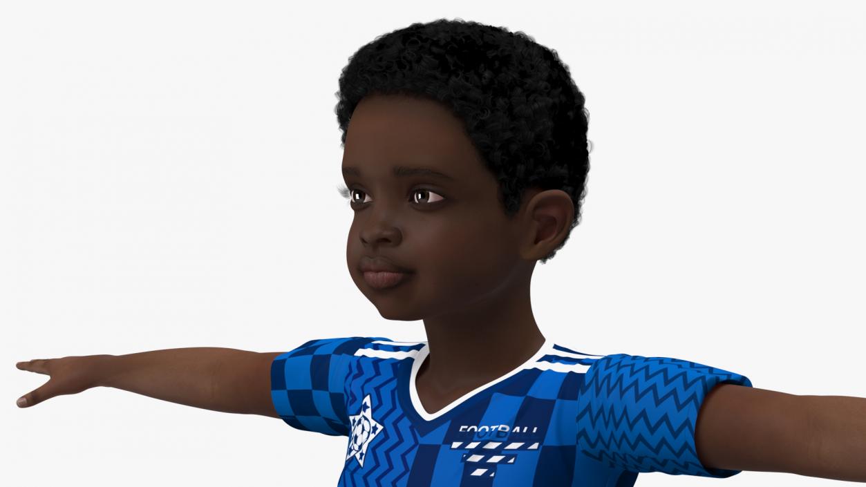 Black Child Boy With Ball Rigged 3D