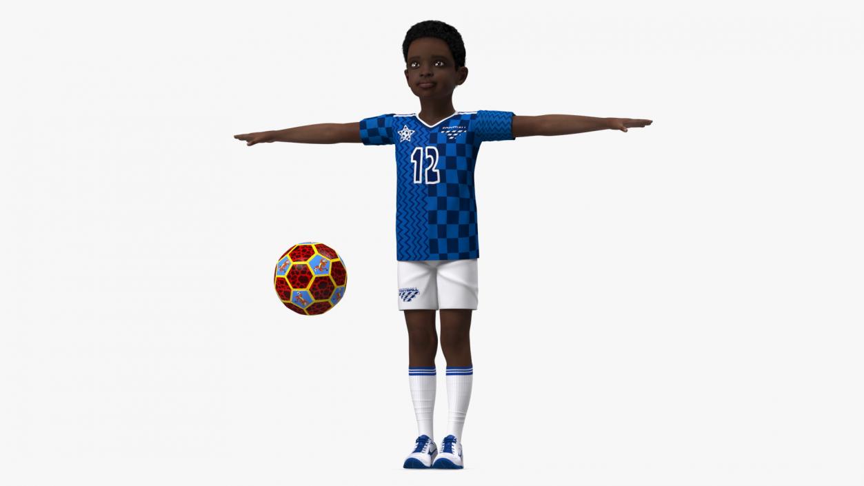 Black Child Boy With Ball Rigged 3D