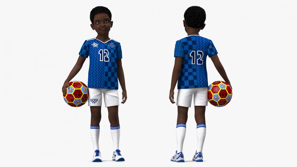 Black Child Boy With Ball Rigged 3D