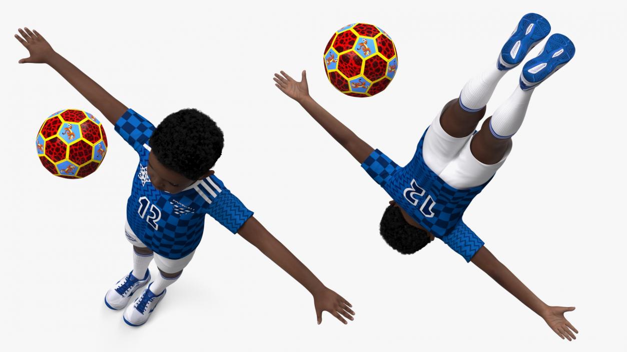 Black Child Boy With Ball Rigged 3D