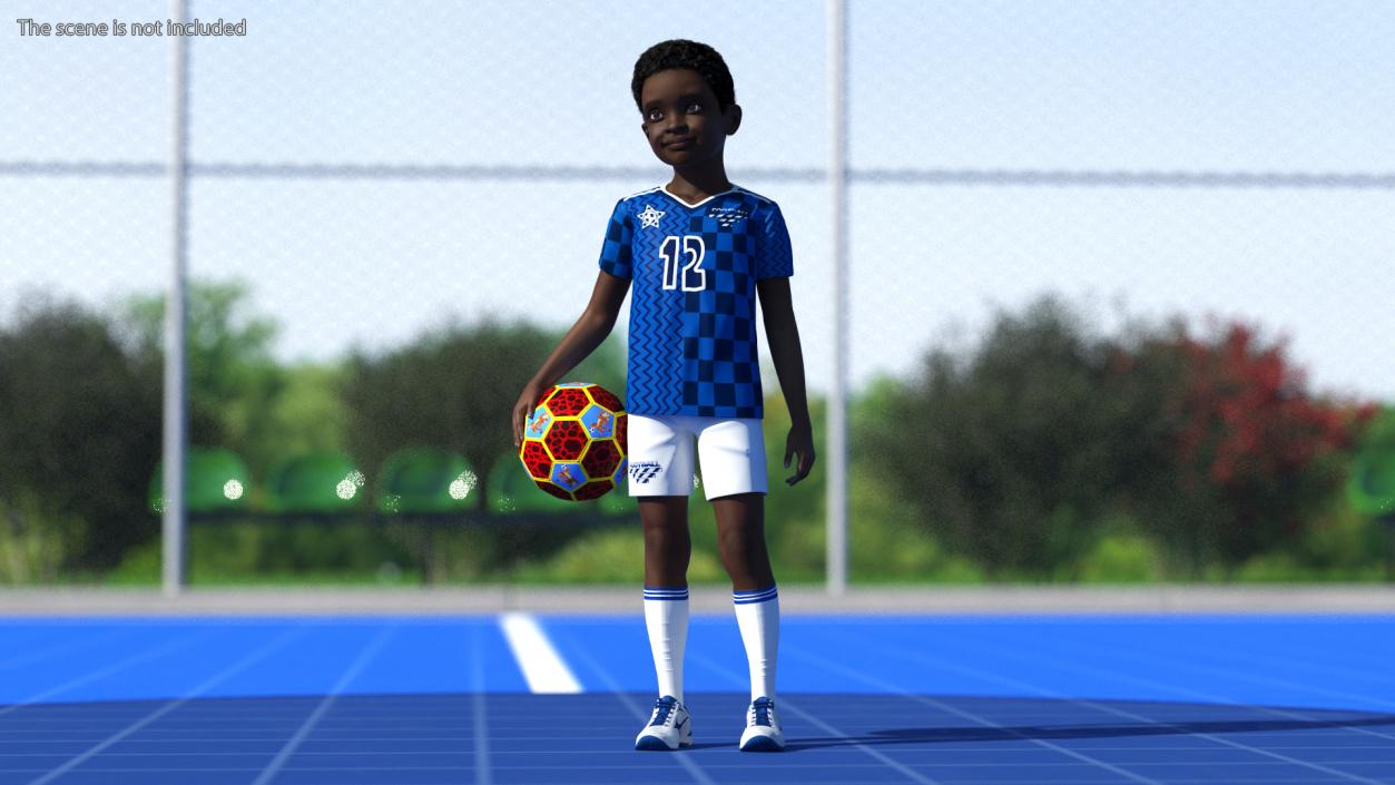 Black Child Boy With Ball Rigged 3D