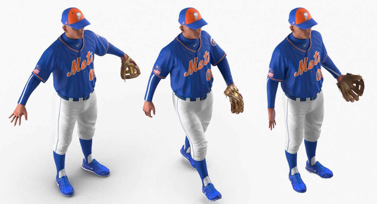 Baseball Player Rigged Mets 3D