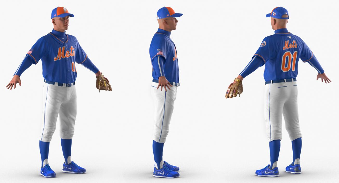 Baseball Player Rigged Mets 3D