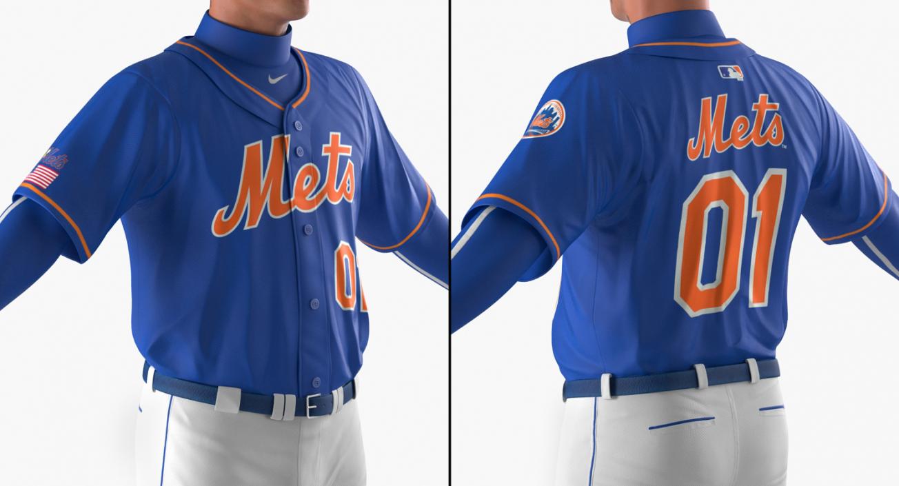 Baseball Player Rigged Mets 3D