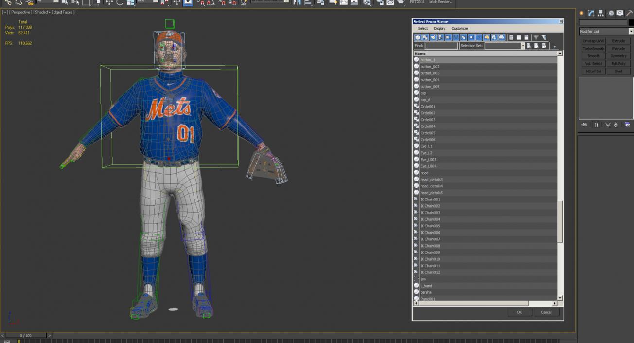 Baseball Player Rigged Mets 3D