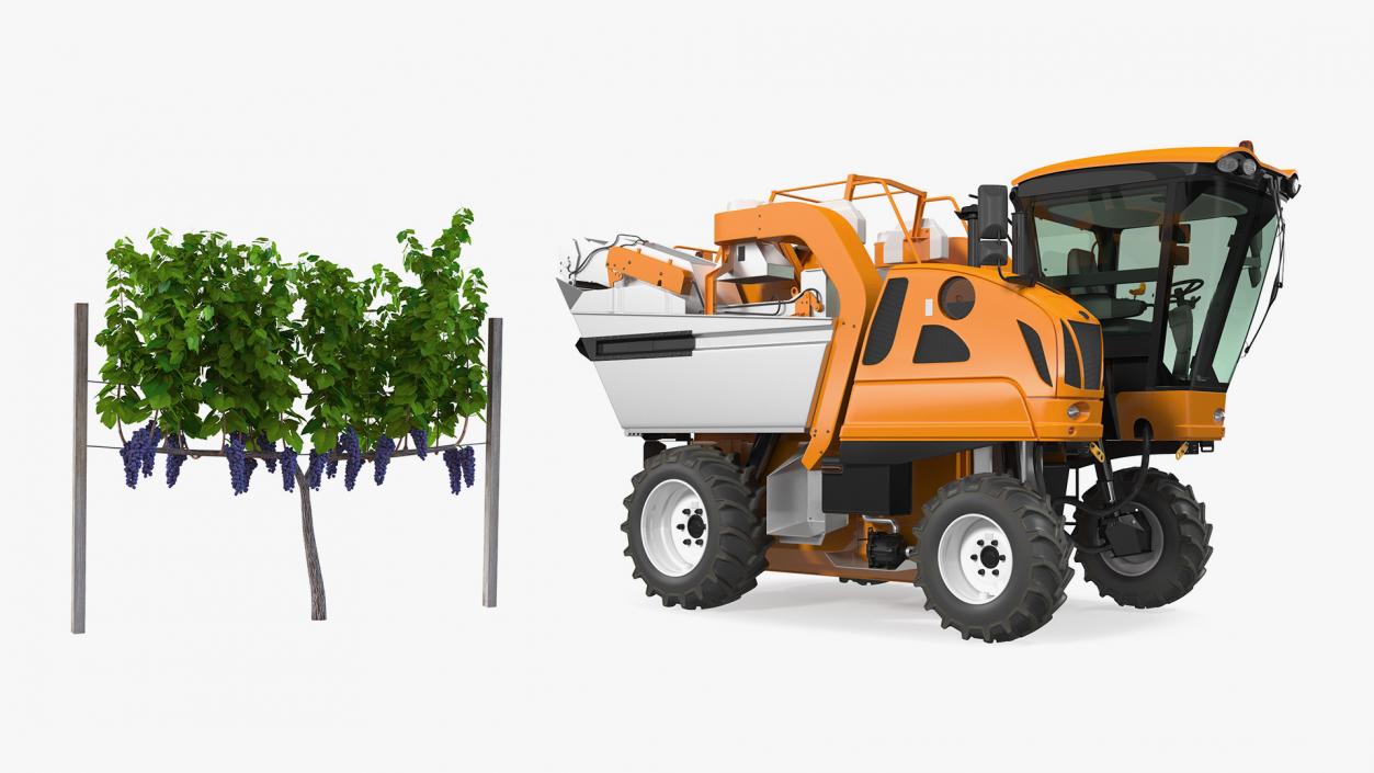 3D model Grape Harvester with Vineyard Collection