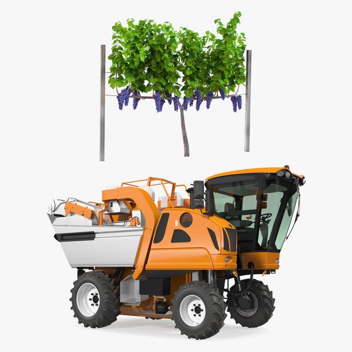 3D model Grape Harvester with Vineyard Collection