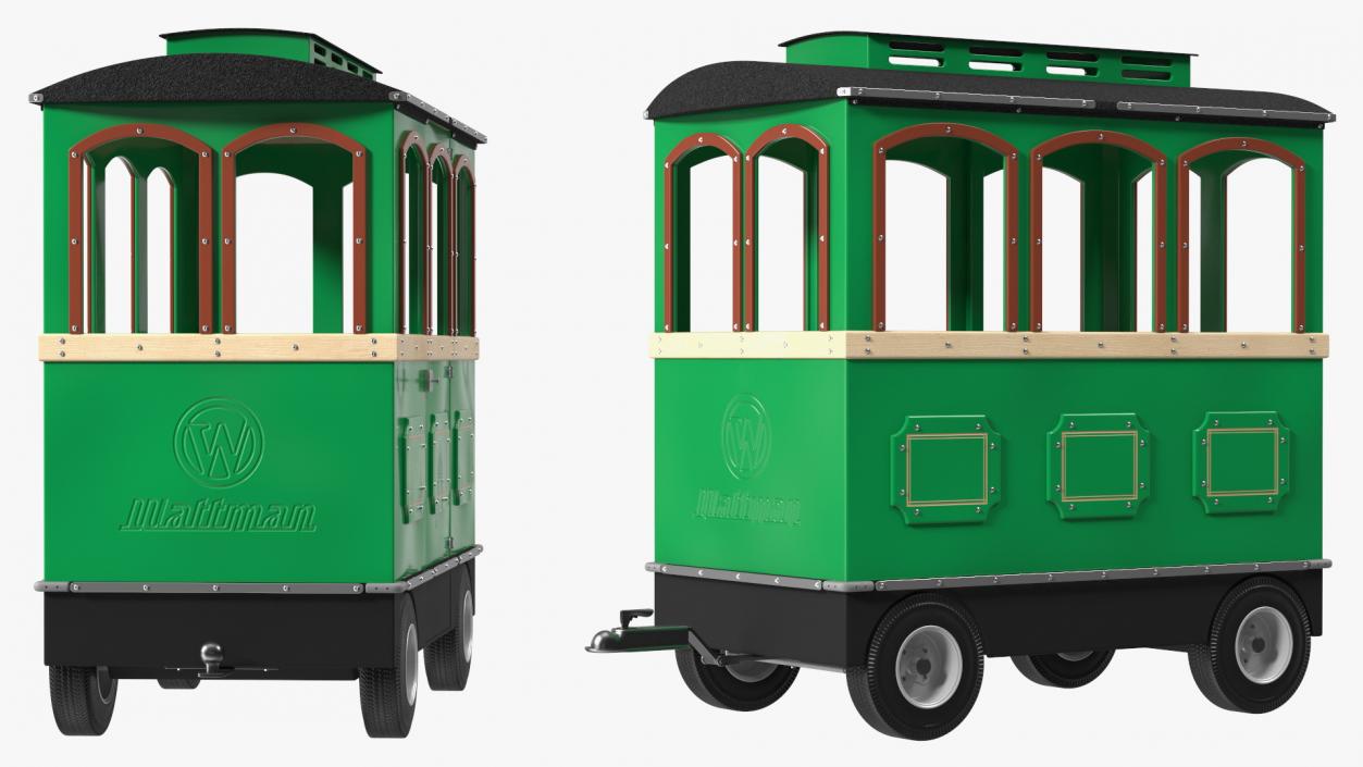 3D model Green Railway Carriage Mini Express