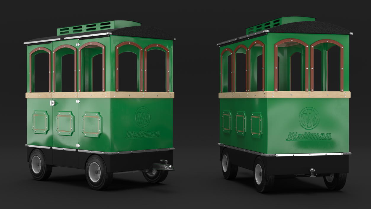 3D model Green Railway Carriage Mini Express