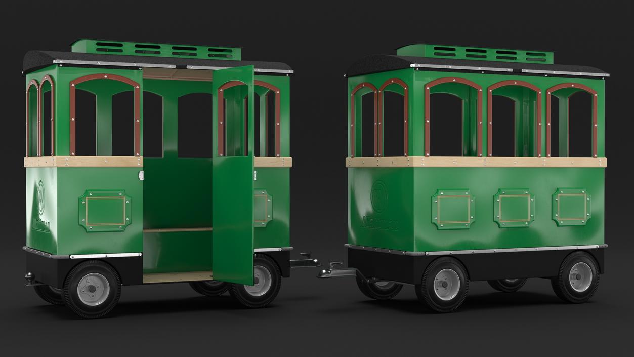 3D model Green Railway Carriage Mini Express