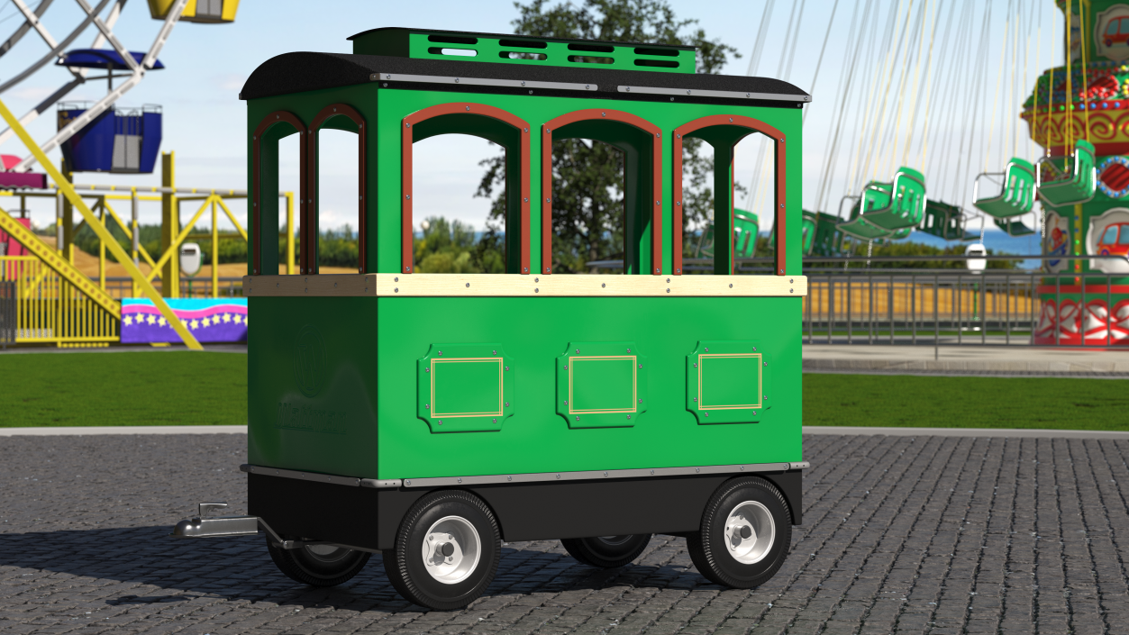 3D model Green Railway Carriage Mini Express