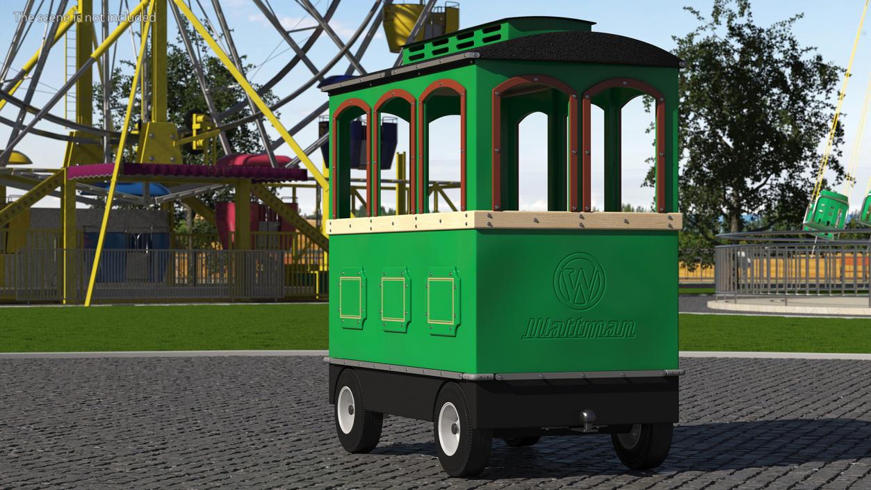 3D model Green Railway Carriage Mini Express