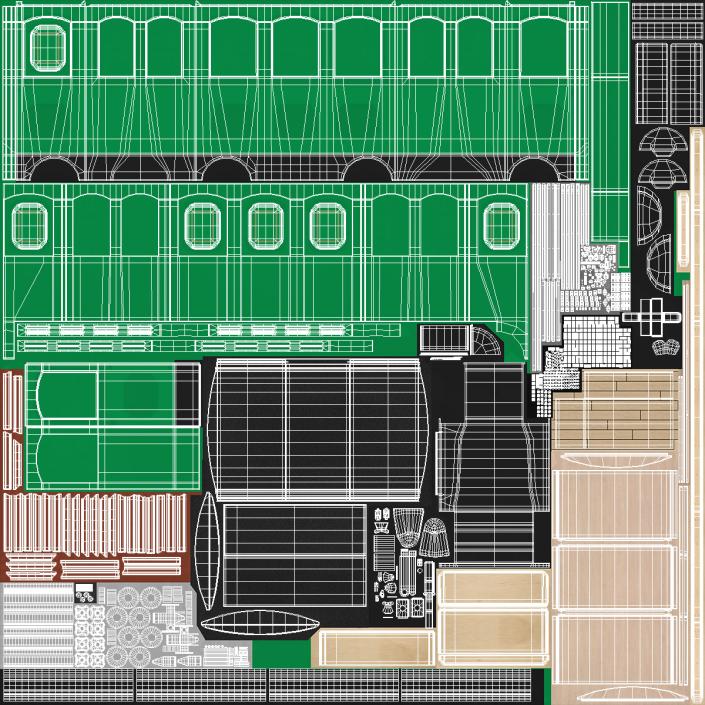 3D model Green Railway Carriage Mini Express