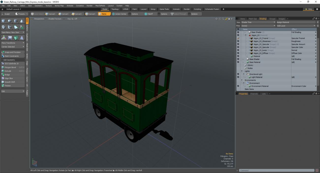 3D model Green Railway Carriage Mini Express