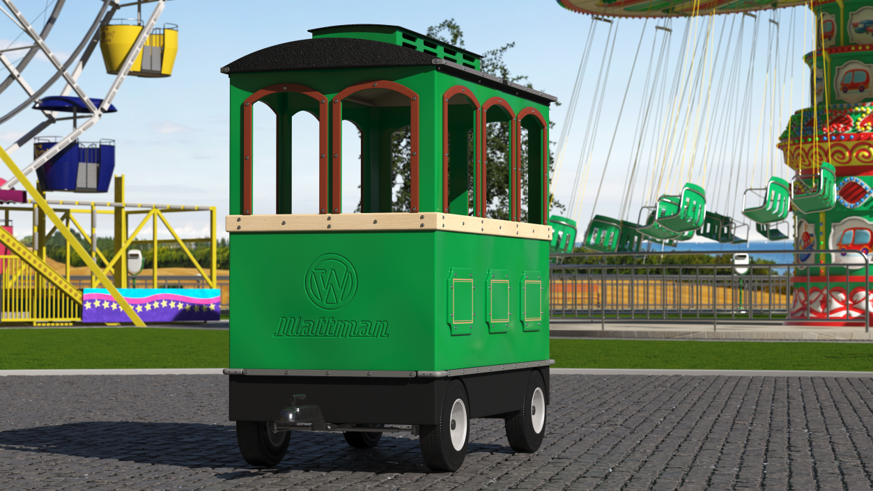 3D model Green Railway Carriage Mini Express