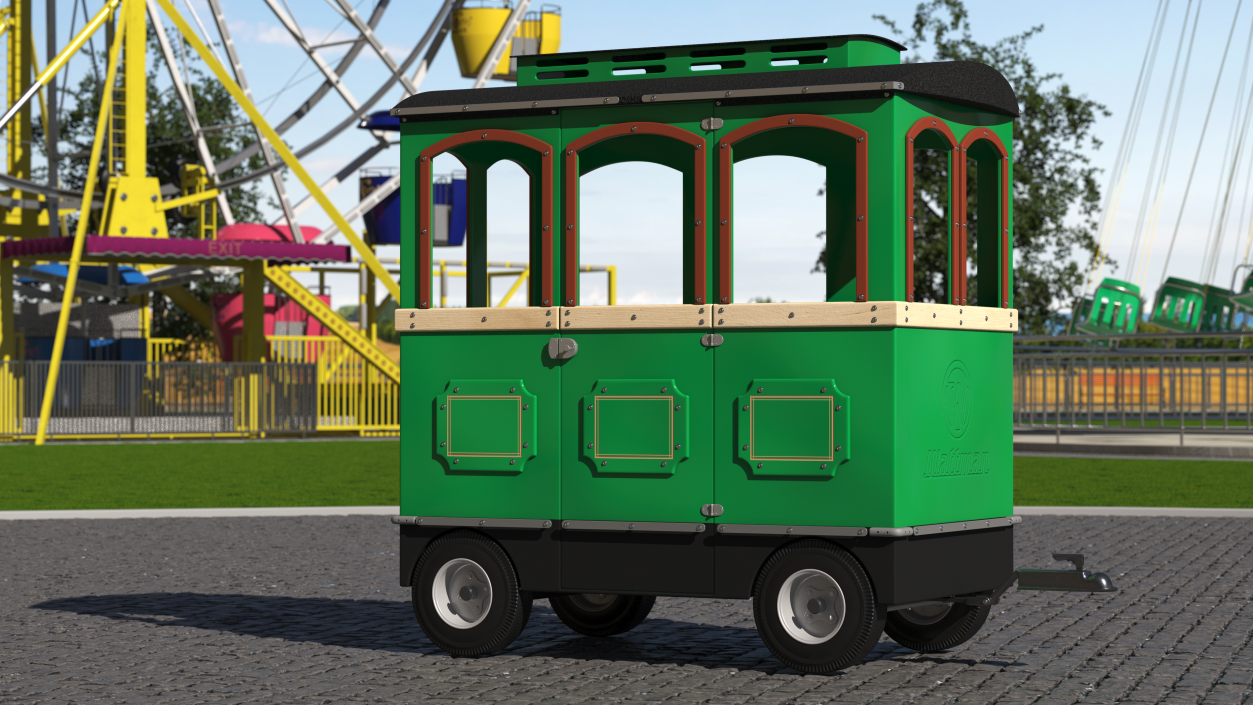 3D model Green Railway Carriage Mini Express