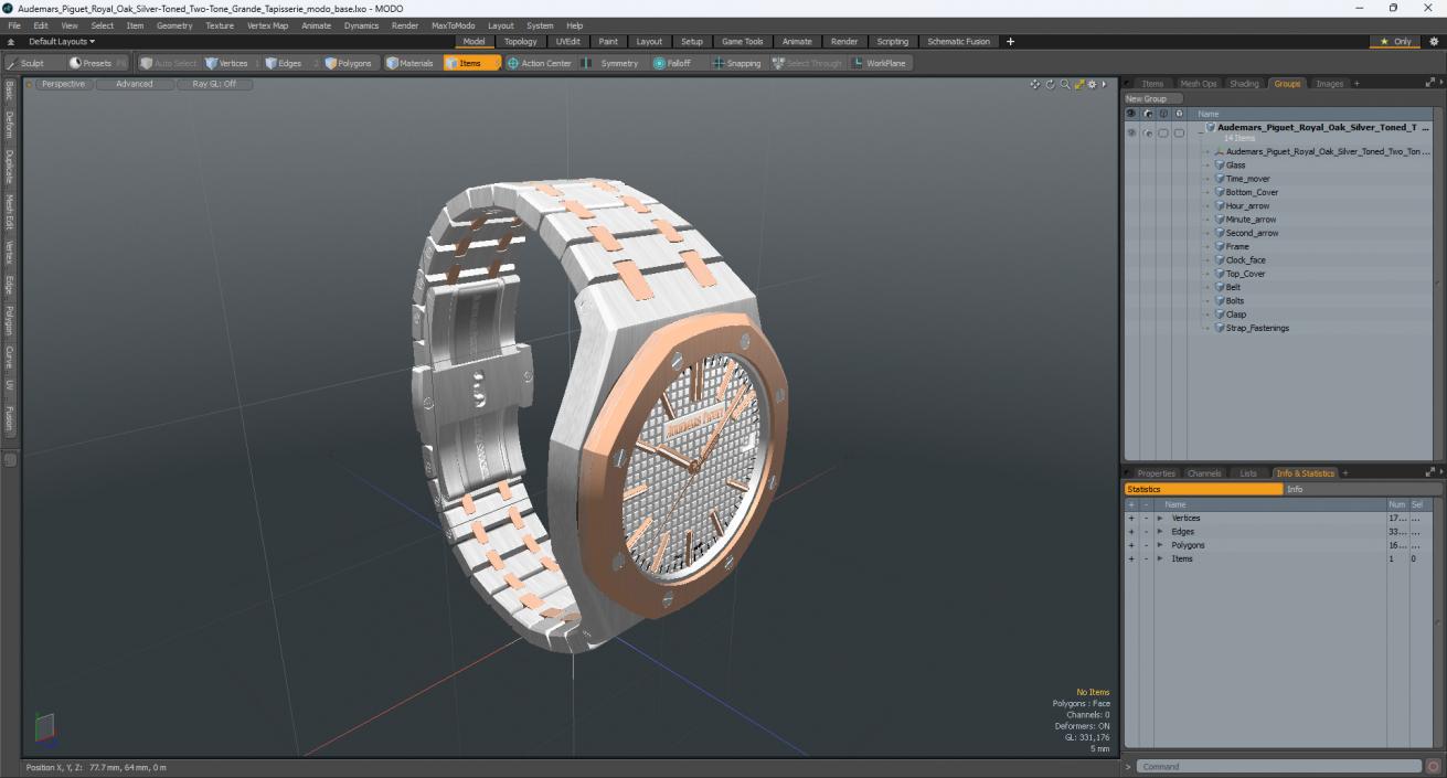 3D model Audemars Piguet Royal Oak Silver-Toned Two-Tone Grande Tapisserie