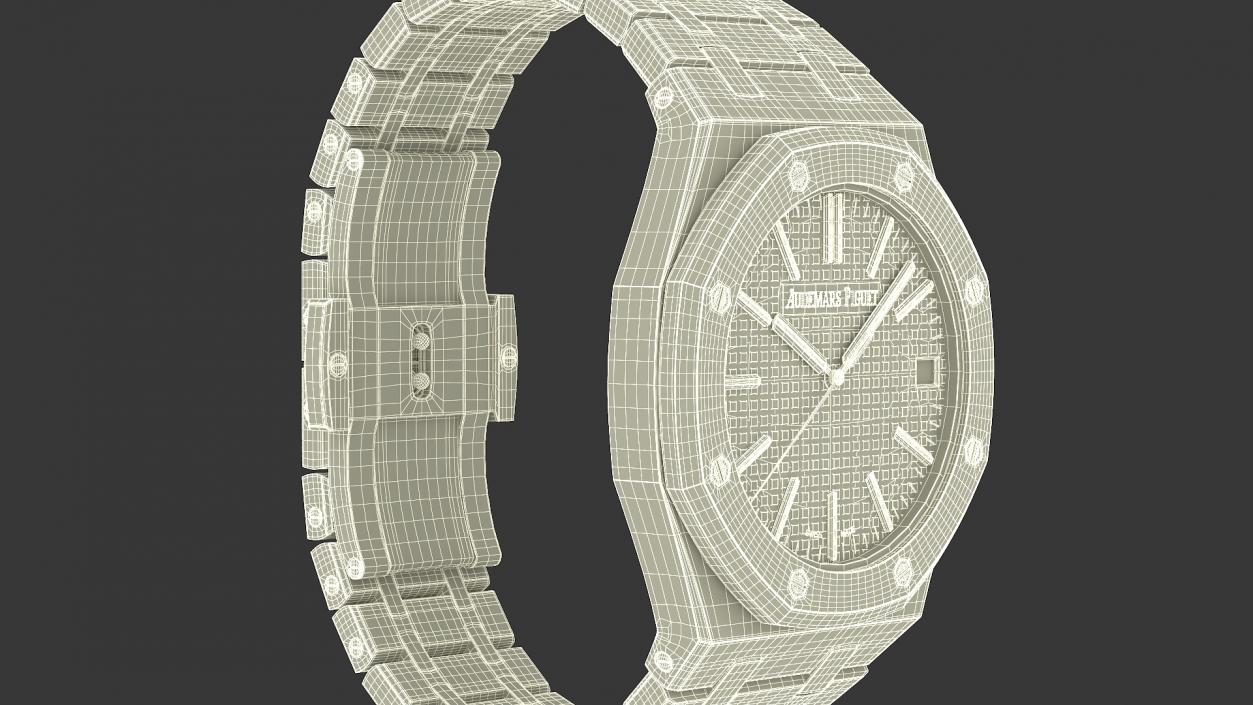 3D model Audemars Piguet Royal Oak Silver-Toned Two-Tone Grande Tapisserie