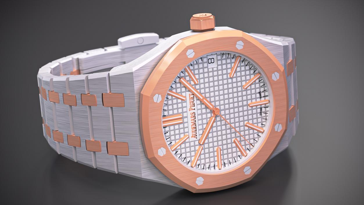 3D model Audemars Piguet Royal Oak Silver-Toned Two-Tone Grande Tapisserie