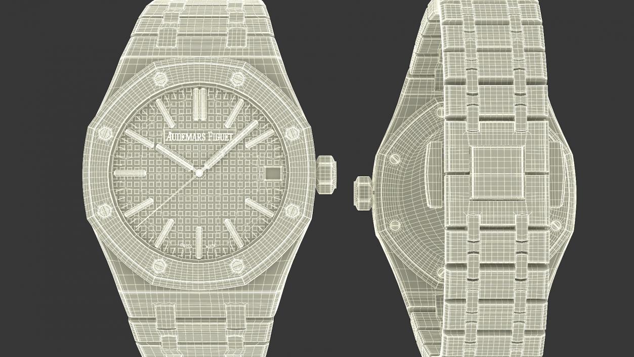 3D model Audemars Piguet Royal Oak Silver-Toned Two-Tone Grande Tapisserie