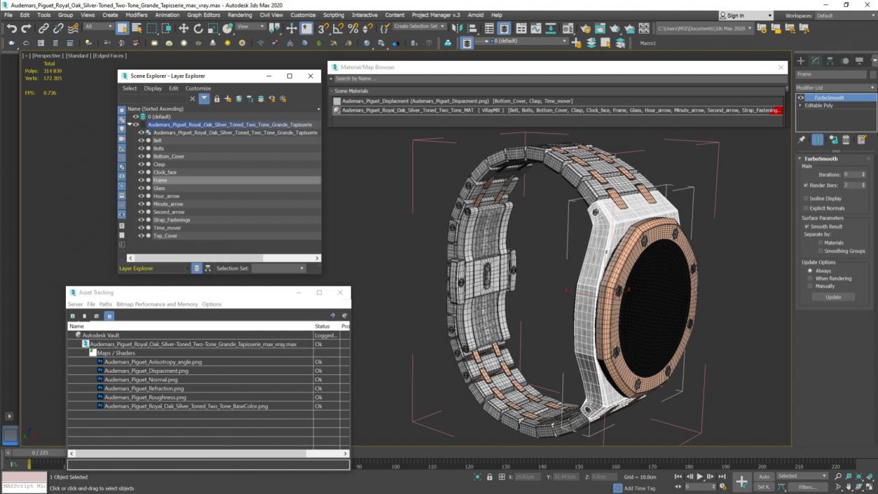 3D model Audemars Piguet Royal Oak Silver-Toned Two-Tone Grande Tapisserie