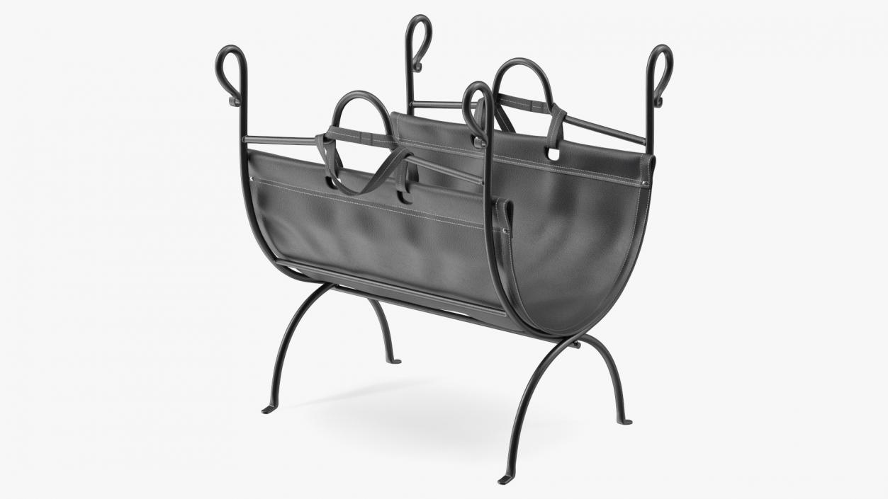 3D Folding Log Rack with Empty Leather Sling