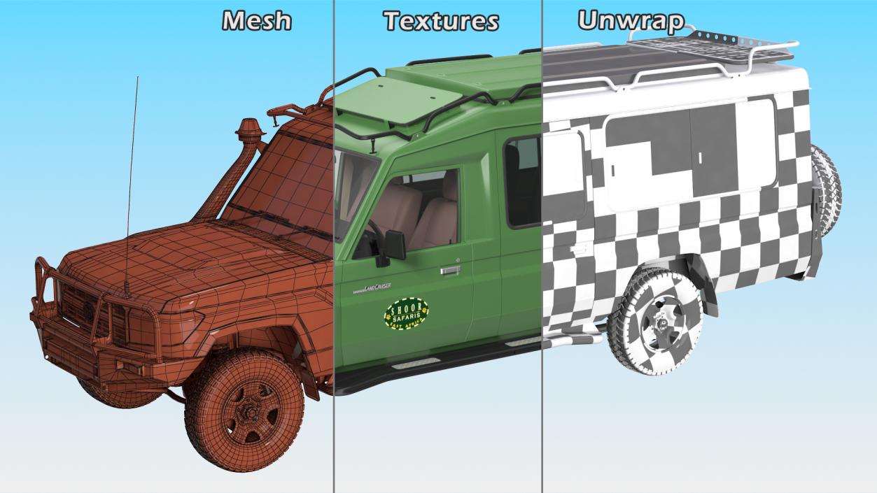 3D Toyota Land Cruiser Safari Green Clean model