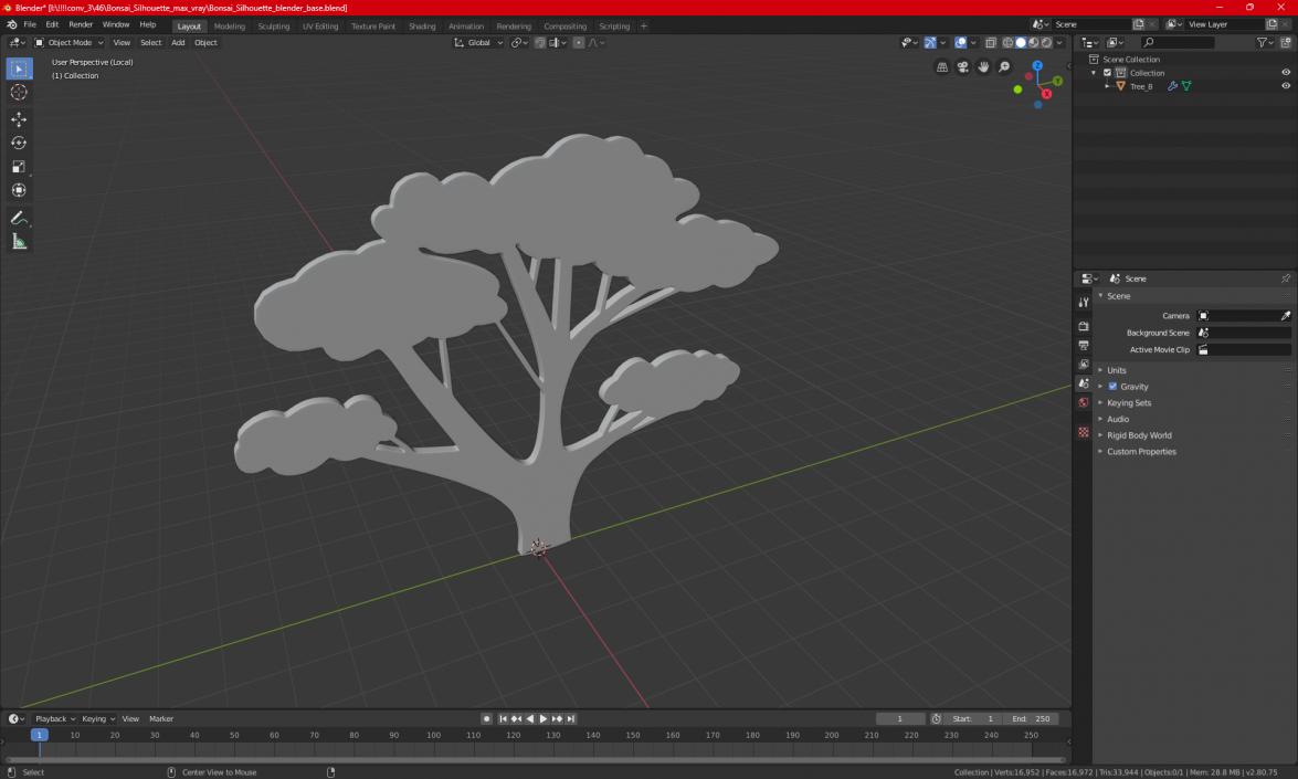 Bonsai Silhouette 3D