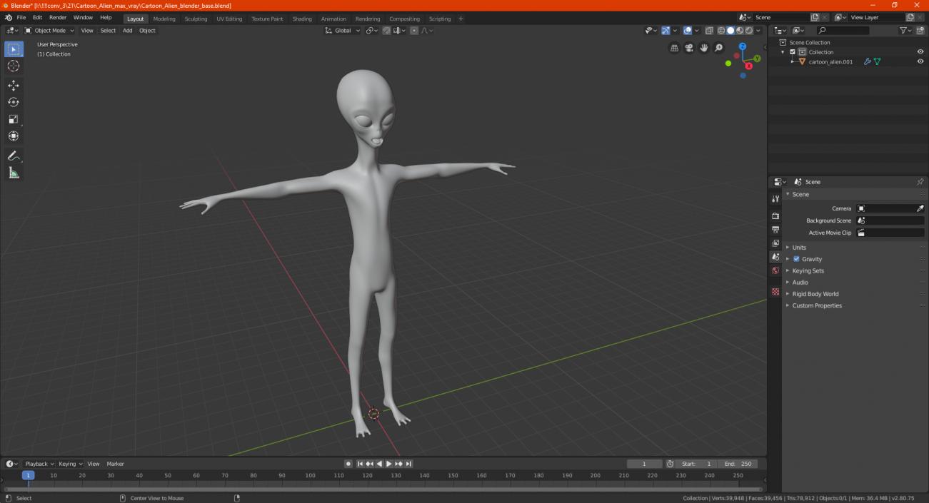 3D Cartoon Alien model