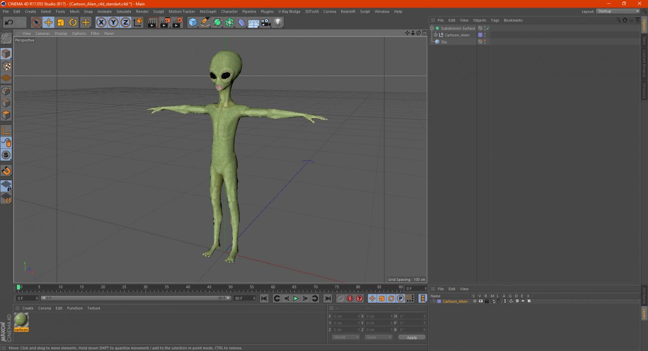 3D Cartoon Alien model