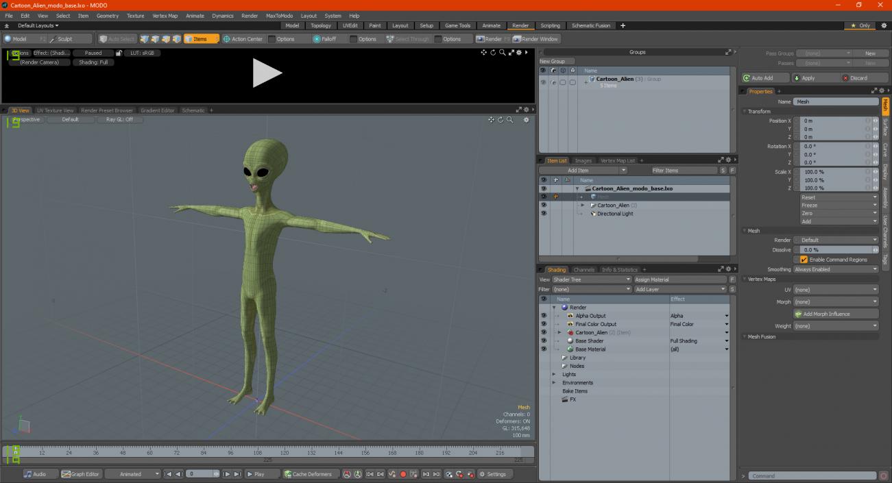 3D Cartoon Alien model