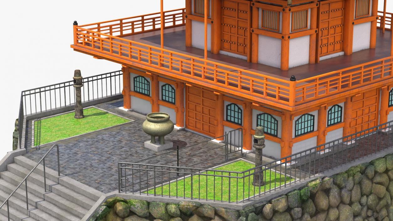 3D Japanese Temple Three Story Pagoda Seiganto Ji