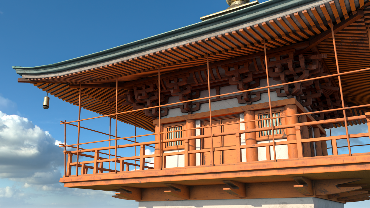 3D Japanese Temple Three Story Pagoda Seiganto Ji