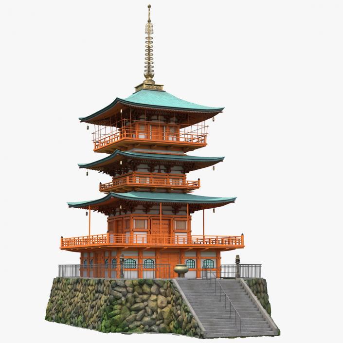 3D Japanese Temple Three Story Pagoda Seiganto Ji