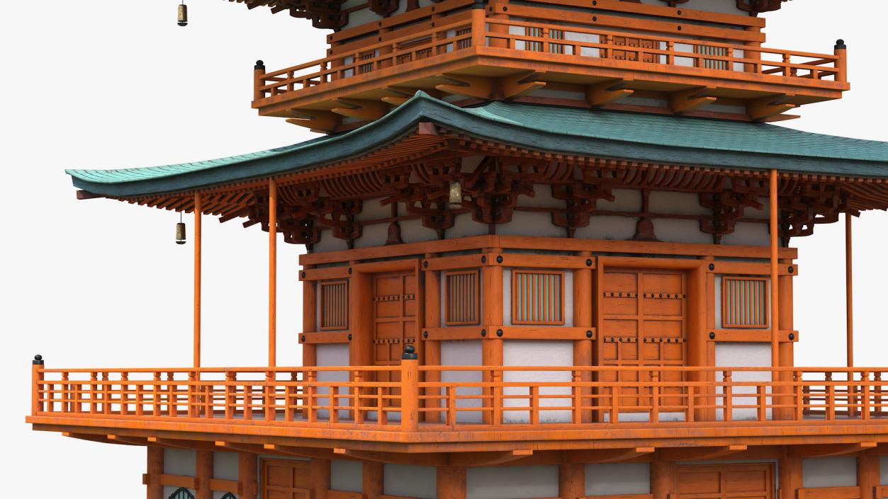 3D Japanese Temple Three Story Pagoda Seiganto Ji